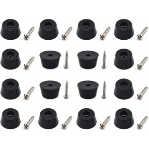 16-Pack Rubber Feet with Built in Stainless Steel Washer Round Non-Slip Furniture Pads (19x15x11mm / D1xD2xH) with Screws