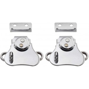 2-Pack Spring Loaded Butterfly Twist Latch Buckle and Keeper Surface Mounting Steel Rotary Draw Toggle Hasp (52 x 55 mm with Padlock Hole)