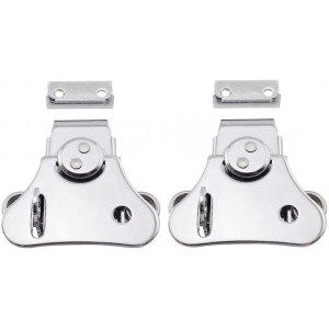 2-Pack Spring Loaded Butterfly Twist Latch Buckle and Keeper Surface Mounting Steel Rotary Draw Toggle Hasp (65 x 70 mm with Padlock Hole)