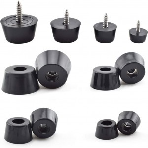 32 PCS Rubber Feet Bumpers Pads with Build-in Stainless Steel Washer 4-Size Round Black Non-Slip Furniture Pads with Mounting Screws