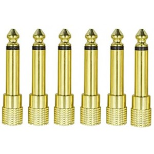 1/4 Mono to 1/8 Mono Adapter, 6.35mm TS Male Plug to 3.5mm Female (Mono to Mono) Audio Adaptor Audio Connector Golden - (6 Pcs)