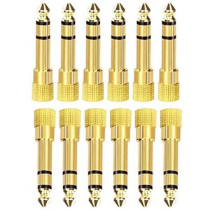 12pcs 6.35mm (1/4 inch) Male to 3.5mm (1/8 inch) Female 3-Conductor TRS AUX Stereo Audio Headphone Jack Adapter - 24K Gold Plated