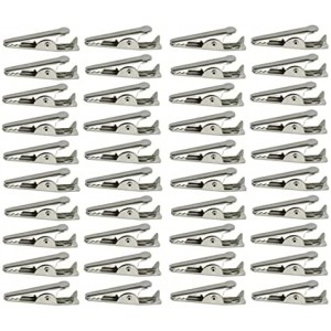 35mm/1.38inch Alligator Clips Test Crocodile Clamps Silver Tone - (40 Pcs)