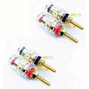 4mm Banana Plug Socket, Gold Plate Binding Post for Amplifier Speaker Terminal Connector -Transparent Plastic Cover(4-Pack)