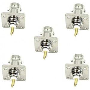 5Pcs BNC Female 4 Holes Flange Panel Mount Solder Post Plug Connector RF Coax Coaxial Adapter