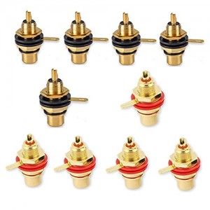 RCA Female Socket Connector Chassis Panel Mount Adapter for Amplifier Audio Terminal RCA Plug 10 Pack