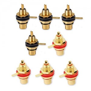 RCA Female Socket Connector Chassis Panel Mount Adapter for Amplifier Audio Terminal RCA Plug 8Pack