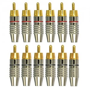 RCA Plug Solderless Gold Audio Video Adapter Cable Connector Cable Connector (12 Pack)