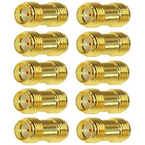 SMA Female to SMA Female, SMA Coupler Barrel Adapter RF Coax Connector 10-Pack for Ham Radio, Antenna, Handheld Radio