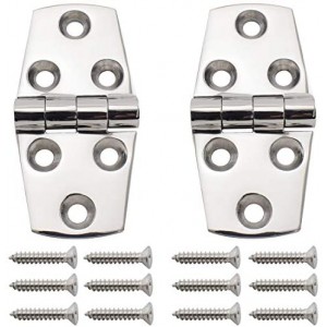 2-Pack 316 Stainless Steel Marine Hinges Heavy Duty Polished Door Hinge with Mounting Screws for Boat Hatch RVs Cabinet