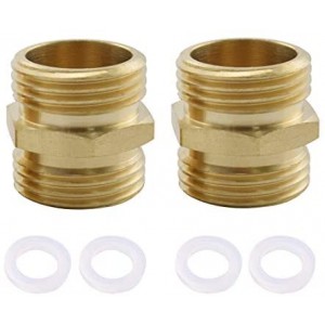 2-Pack Brass Garden Hose Fitting Adapter 3/4inch to 3/4inch Double Male Thread Quick Connector