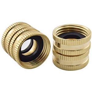 2-Pack Brass Garden Hose to Hose Fitting Adapter GHT 3/4inch to 3/4inch Double Female Thread Quick Swivel Connector