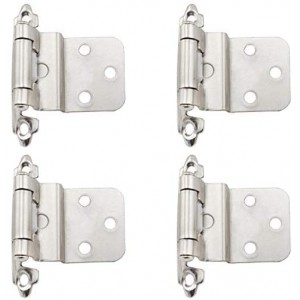 4-Pack Face Mount Self Closing 3/8inch Inset Cabinet Hinges Nickel Plated Finish Multi-fold Overlay Cabinet Door Flush Hinges with Mounting Screws