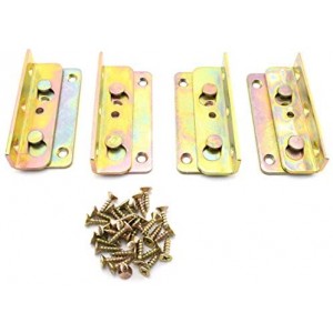 4 Sets Bed Rail Brackets Heavy Duty Bed Frame Hinge Fittings for Connecting to Wooden Headboard Footboard Include Mounting Screws