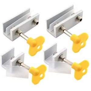 4 Sets Sliding Window Security Locks Adjustable Stop Aluminum Alloy Door Frame Lock with Keys (Double-Locks + Single-Lock)