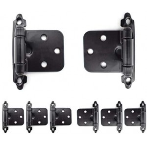 8-Pack Overlay Cabinet Door Hinges Matte Black Self-Closing Flush Cabinet Hinges with Mounting Screws - Face Mount