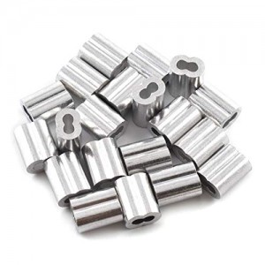 Aluminum Crimping Loop Sleeve Dual Hole Cable Ferrule for 1/8inch Diameter Wire Rope - 20 Pack