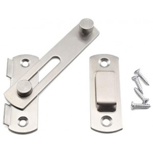 Stainless Steel Gate Latch Safety Door Latches Lock for Pet Gate/Window/Cabinet Furniture/Bathroom etc, Brushed Finish (2 Pack L)