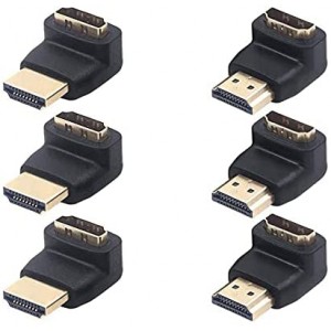 HDMI 90 and 270 Degree Adapter 6-Pack, Right Angle HDMI Male to Female L Adapter Connector 3D&4K Supported