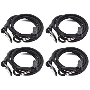 24 Inch Bungee Cord with Carabiner Hook | 4 Pack Superior Latex Heavy Duty Straps Strong Elastic Rope Locks