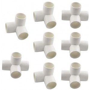 1inch PVC Fitting Kit Furniture Grade Pipe Elbow Connector for DIY PVC Shelf Garden Support Structure Storage Frame, White (4x 4 Way + 4x 3 Way)