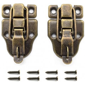 2-Pack Retro Bronze Style Box Toggle Latch Antique Metal Duckbilled Hasp Latch Catch with Padlock Hole