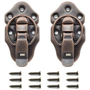 2-Pack Retro Red Bronze Style Box Toggle Latch Antique Metal Duckbilled Hasp Latch Catch with Padlock Hole