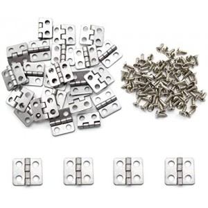 24-Pack Mini Hinges 13x12mm 180 Degree Rotation Antique Butt Hinge with Mounting Nails for Jewelry Box Cabinet Closet Wooden Case - Silver