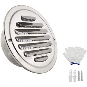 4 Inch Round Soffit Air Vent Stainless Steel Louver Grille Cover Wall Air Ventilation Outlet Hood with Built-in Screen Mesh