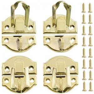 4-Pack Antique Decorative Hasp Retro Jewelry Box Latch with Matching Screws for Cabinet Drawer Wooden Crafts - Gold