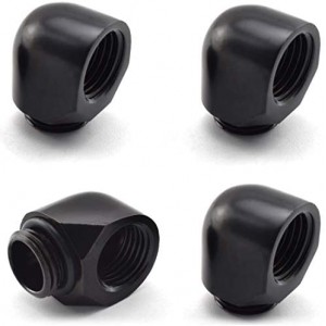 4-Pack G1/4inch Male to Female Extender Connector 90° Angle Elbow Fitting for PC Water Cooling System