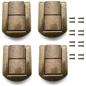 4-Pack Zinc Alloy Spring Toggle Latch Antique Bronze Rectangle Mini Hasp Clasp with Screws for Toolbox Suitcase Jewelry Box