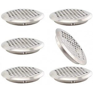 53 mm Circular Soffit Air Vent Stainless Steel Round Mesh Hole Louver Honeycomb Vent Cover Grommet for Cabinet Wardrobe Kitchen Bathroom, Silver 6-Pack