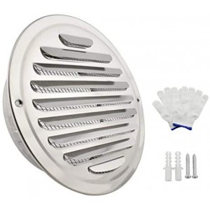 6 Inch Round Soffit Air Vent Stainless Steel Louver Grille Cover Wall Air Ventilation Outlet Hood with Built-in Screen Mesh