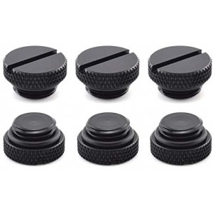 6 Pack G1/4inch Plug Fitting with O-Ring for PC Water Cooling Systems, Black