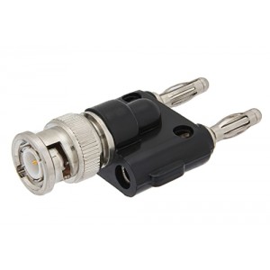 Double Banana Plug to 50 Ohm BNC Male Adapter