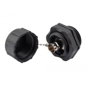 Waterproof 75 Ohm BNC Female to 75 Ohm BNC Female Bulkhead Mount Adapter, IP68 In-Series