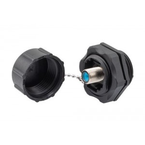 Waterproof 75 Ohm F Female to 75 Ohm F Female Bulkhead Mount Adapter, IP68 In-Series