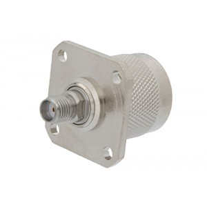 4 Hole Flange Mount SMA Female to N Male Adapter