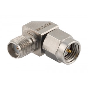 Precision SMA Male to SMA Female Miter Right Angle Adapter, 27 GHz