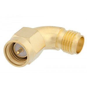 SMA Male to SMA Female Radius Right Angle Adapter, Gold Plated