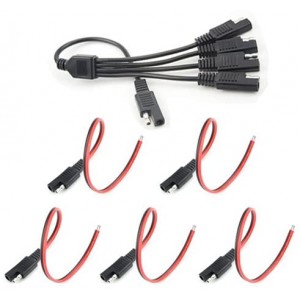 1 PCS SAE 1 to 4 Extension Cable Quick Disconnect Connector SAE Y Splitter Adapter Cable + 3 PCS 2 Pin SAE Quick Disconnect Plug 18AWG 300mm