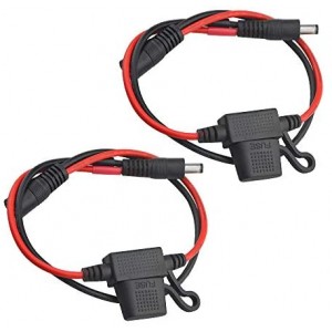 2PCS DC 5.5mm x 2.1mm to SAE Quick Disconnect Wire Harness Extension Cable 40cm 14AWG with 10A Fuse for Portable Powers Motorcycle Solar Panel Charger