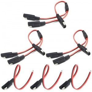 3PCS SAE Y Splitter Adapter Cable SAE to SAE DC Power Automotive Extension Quick Disconnect Plug+3PCS 2Pin SAE Quick Disconnect Plug 18AWG 300mm