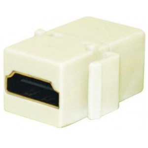 HDMI Inline Keystone Coupler, Snap in for HDMI Wallplate Gold Plated - Ivory