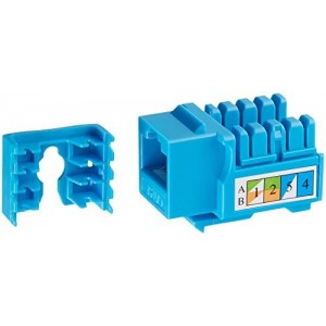 Blue Cat5e RJ45 Punch Down Keystone Jack, 1 Pack, (C5KSPD-BL-1PK)