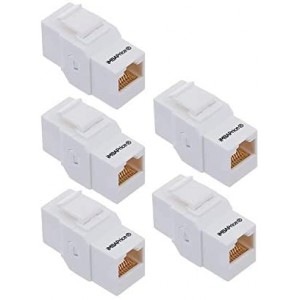 Unvieral RJ45 Keystone Jack Inline Coupler for Cat6 / Cat5e Keystone Wall Plate (5 Pack) White