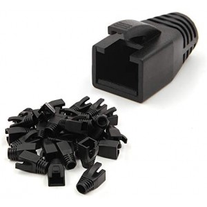 30-Pack Cat6A/Cat7 Ethernet RJ45 Boots Strain Relief Boots Cable Cap Connector Plug Cover Soft Plastic -Black