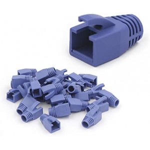 30-Pack Soft Plastic Cat6A/Cat7 Ethernet RJ45 Cable Cap Connector Boots Plug Cover Strain Relief Boots-Blue