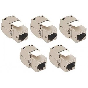 5-Pack Cat6 RJ45 Shielded Keystone Jacks, 180 Degree Metal Shielded Keystone Jacks Support 1Gigabit Network Speed